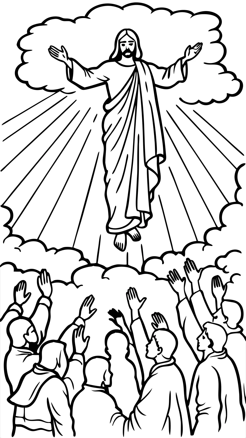 Página para colorear de Jesús Ascensión